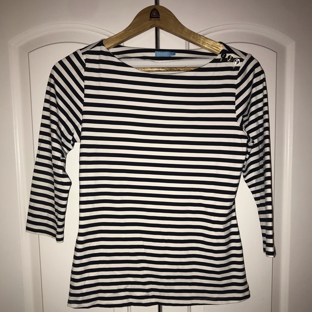 J. Mclauglin White & Black Striped Shirt